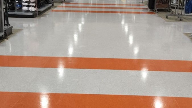 Polished VCT main aisle at Dick's Sporting Goods Martinsburg, West Virginia